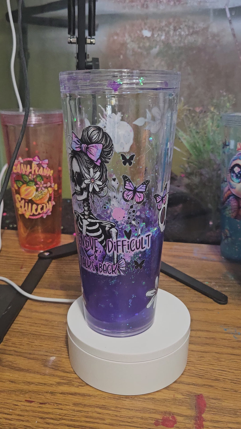 24oz customized snowglobe tumbler
