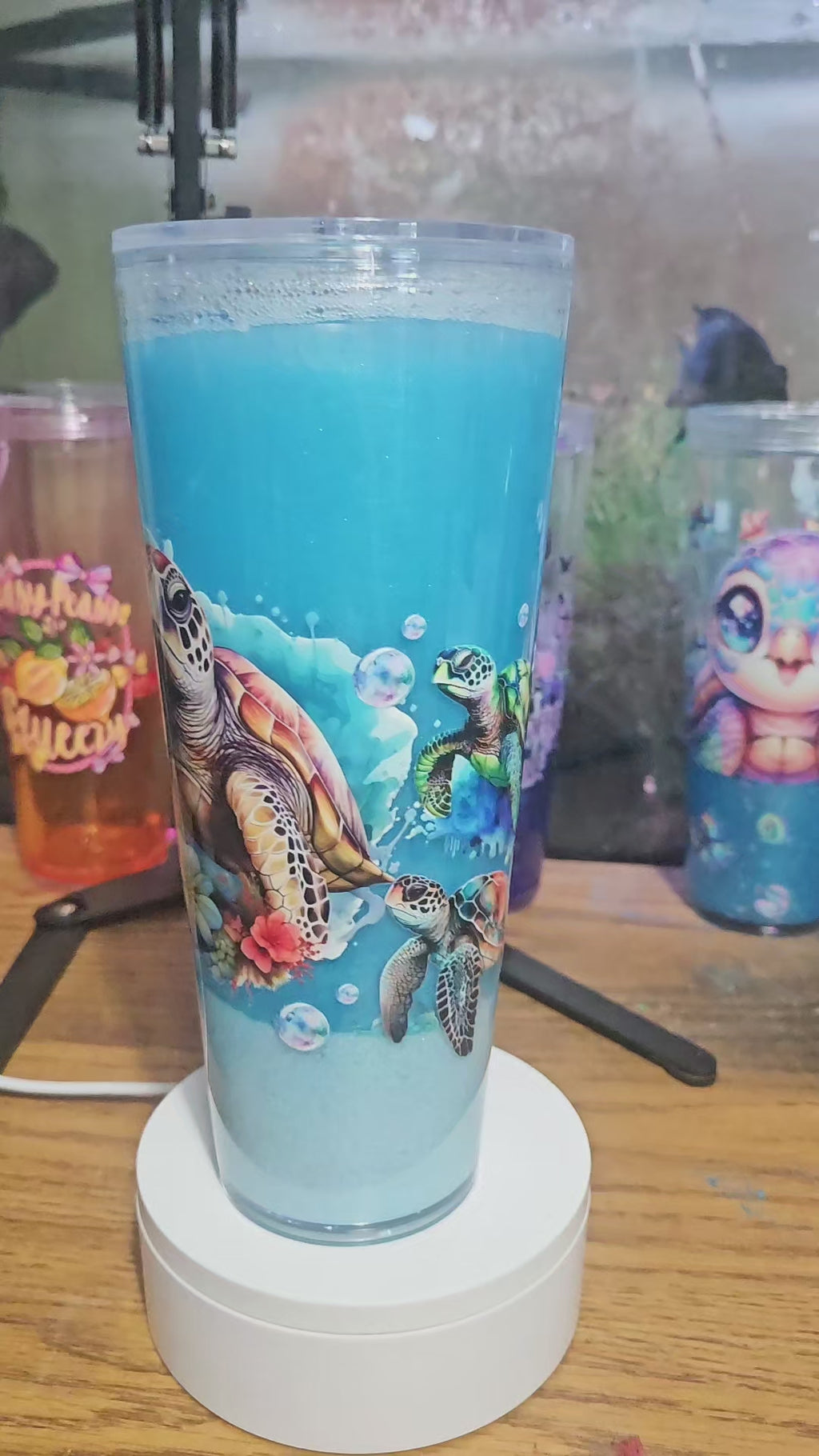 24oz customized snowglobe tumbler