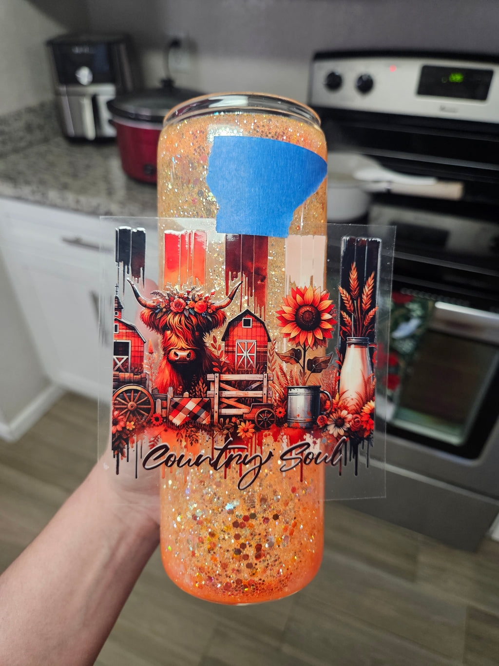 Orange 25oz glass snowglobe (choose any uvdtf transfer)