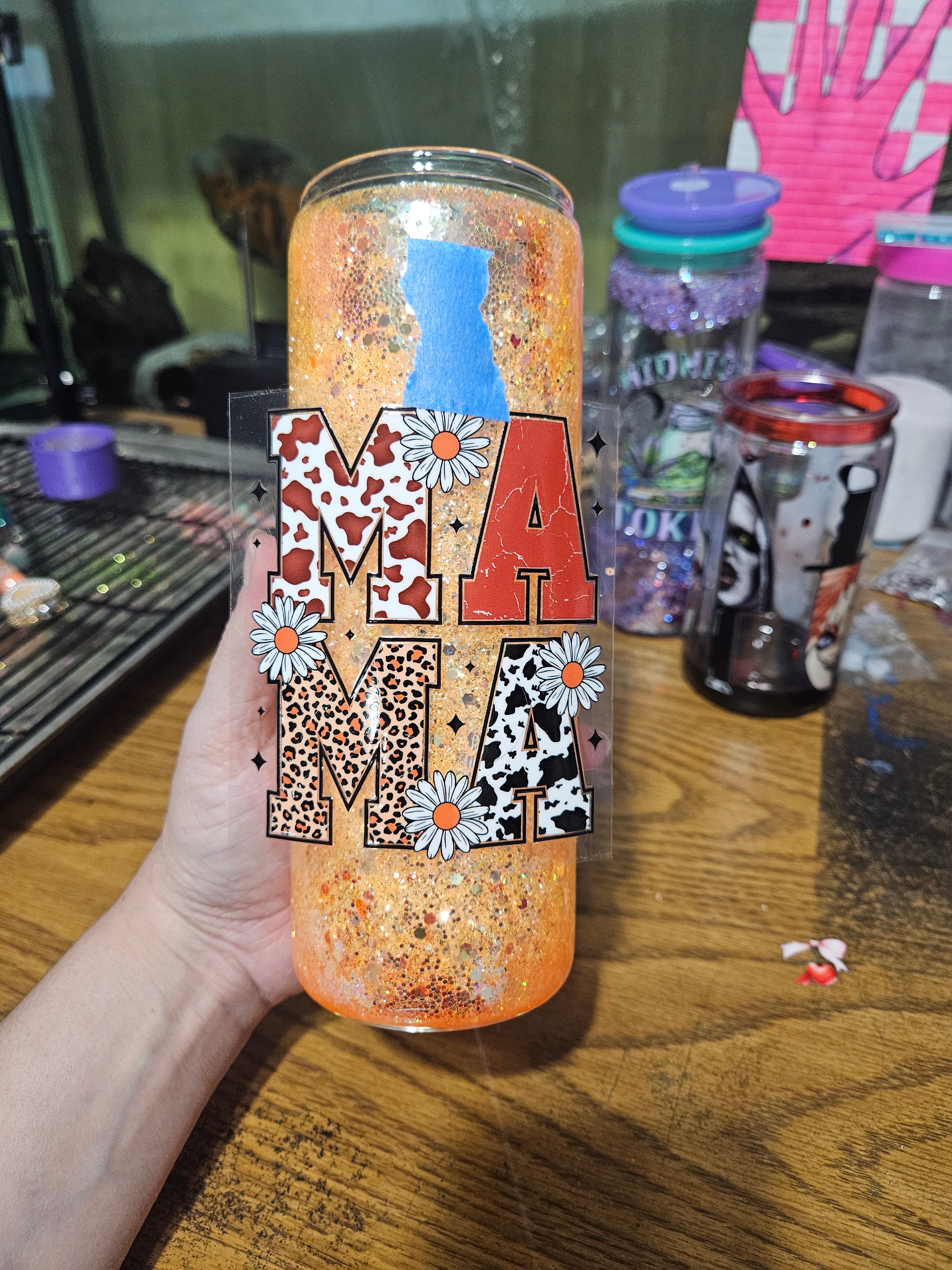 Orange 25oz glass snowglobe (choose any uvdtf transfer)