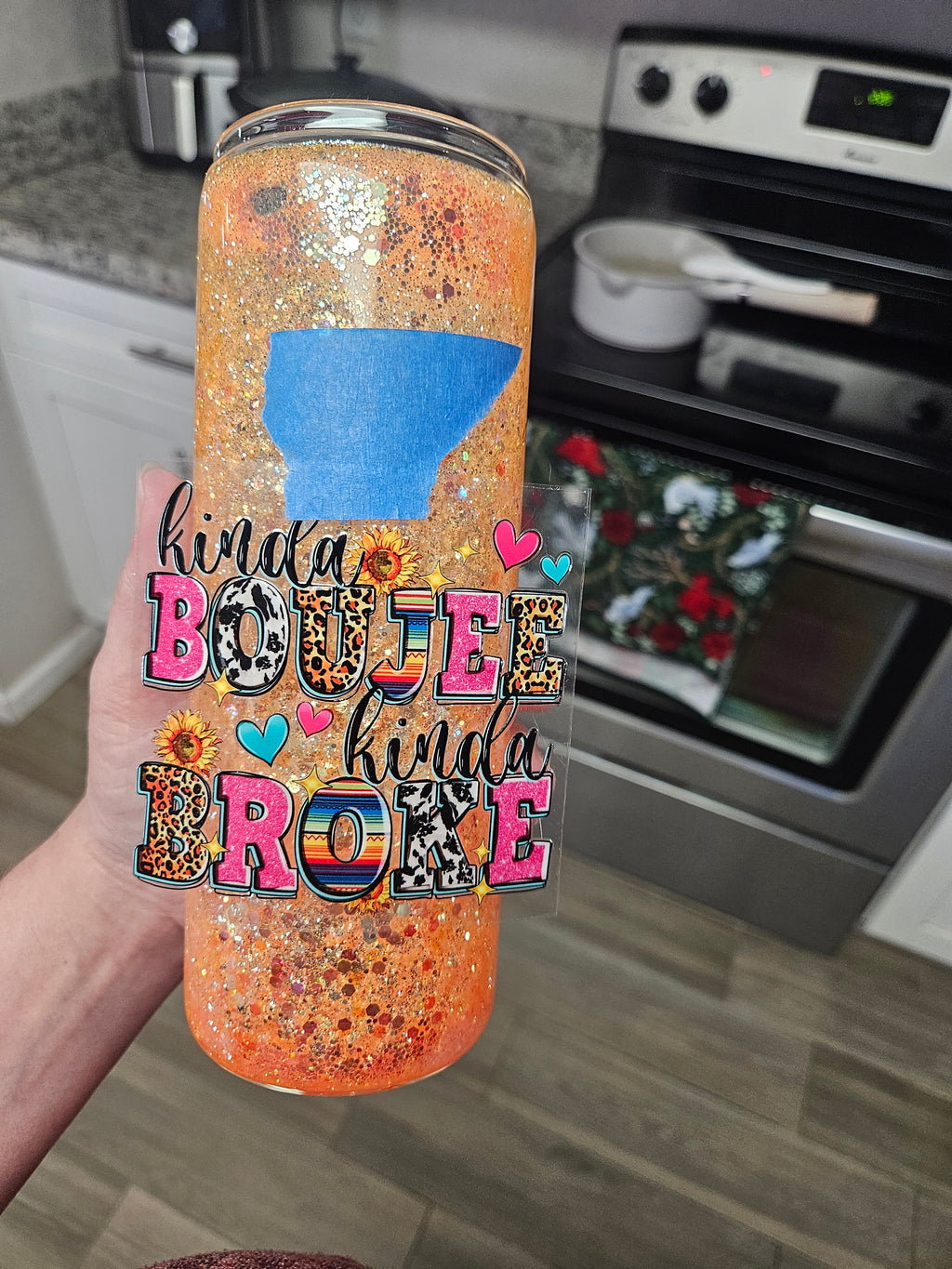 Orange 25oz glass snowglobe (choose any uvdtf transfer)